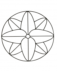 Magnífico mandala con espiral que representa una flor muy bonita. Muy fácil de colorear.