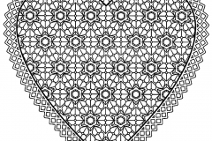 Uma bonita mandala num ambiente romântico, com várias flores bonitas dentro de um belo coração. Difícil de colorir.