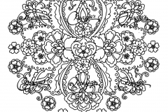 Uma bela mandala de primavera com diferentes variedades de flores. Bastante complicada de colorir.