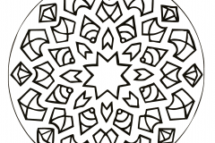 Mandala simétrica para colorir com uma bonita flor no centro. Muito fácil de colorir.