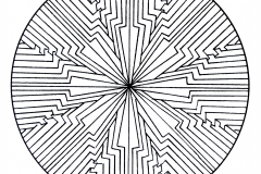 Mandala geométrica com uma flor no centro. Muito simples de colorir.