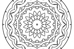 Mandala geométrica para colorir com uma bonita flor no centro.