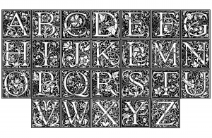 Alfabeto inteiro para colorir (William Morris)