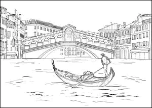 A Ponte De Rialto, Em Veneza, E Uma Gôndola
