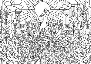 Majestoso pavão Art Deco