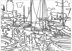 Claude Monet - Barcos à vela no Sena em Petit - Gennevilliers