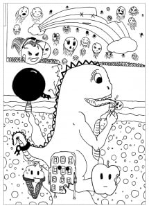 Doodle de monstro e insectos engraçados