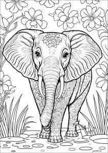 Elefante E Flores