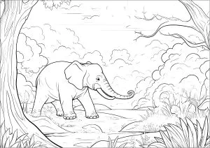 Jovem Elefante A Caminhar Na Savana