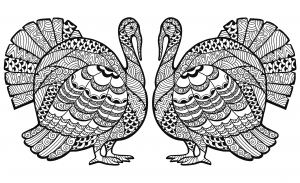 Duplo peru Zentangle Folha para colorir