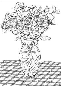 Buquê de flores no estilo de David Hockney