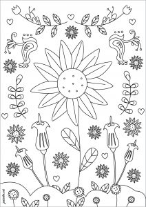 Desenhos simples para crianças para colorir de Flores e vegetação - Flores  e vegetação - Coloring Pages for Adults