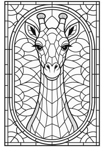 Vitral com a representação de uma girafa Vitral Com A Representação De Uma Girafa