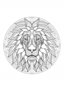 Mandala e cabeça de leão