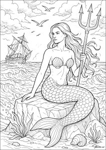 Sereia com tridente da tempestade