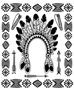 Desenhos simples para crianças para colorir de nativos americanos