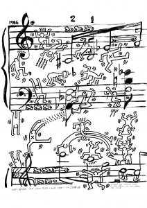 Projecto de cartaz para o Festival de Jazz de Montreux (1986) de Andy Warhol e Keith Haring