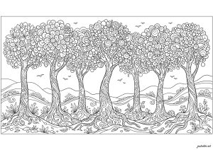 Floresta dos sonhos com árvores mágicas