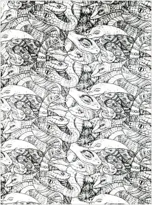 Desenhos simples para colorir gratuitos de cobras para baixar