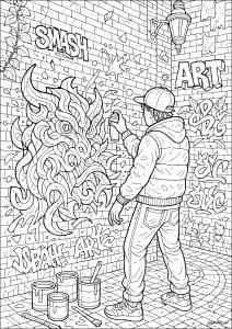 Artista urbano em ação