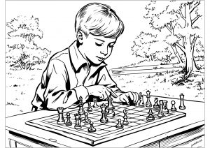 Criança a jogar xadrez