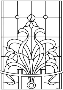 Elegância floral em vitral estilizado