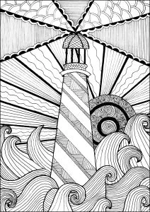 Magnífico Farol No Meio De Ondas Furiosas