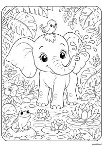 Avventura di un elefante allegro