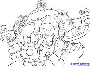 Scarica il disegno da colorare degli avengers.