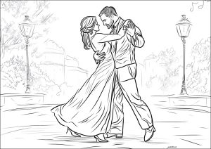 Coppia Che Balla Il Tango Tra Due Lampioni