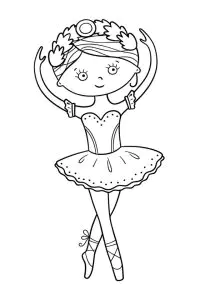 Disegno Di Una Graziosa Ballerina Con Corona, In Stile Cartoon.