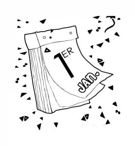 Il primo giorno dell'anno sul calendario! Disegni da colorare di capodanno   buon anno da stampare