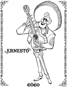 Da stampare, il coloriage di coco (disney / pixar)