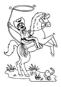 Cowboy a cavallo con lazo