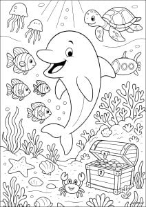 Disegni da colorare gratuiti di delfini da stampare