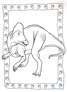 Stampa gratuitamente il disegno di un dinosauro da colorare.