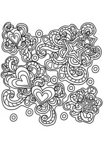 Doodle con cuori e stelle