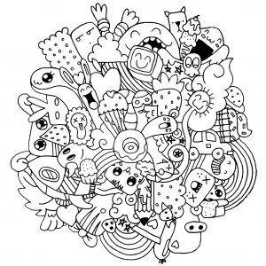 Scegliete voi i colori migliori per questo Doodle pazzo! Creature buffe