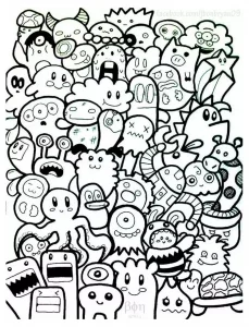 Pagina da colorare gratuita per bambini con doodle art gratis da scaricare