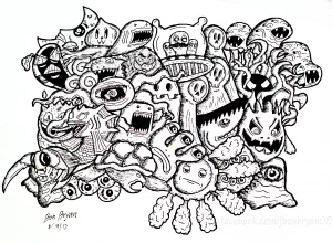 Pagina da colorare per bambini con doodle art gratis da scaricare