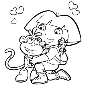 Disegno da colorare di dora l'esploratrice per bambini
