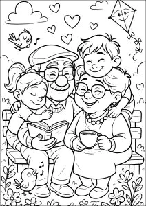 Nonni circondati dai nipoti alla loro festa di compleanno