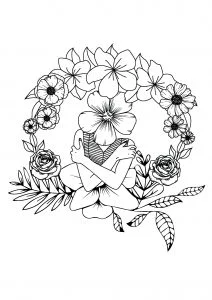 Donna con testa di fiore