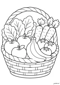Cesto di frutta e verdura fresca