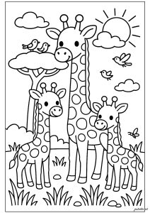 Famiglia di Giraffa nella savana