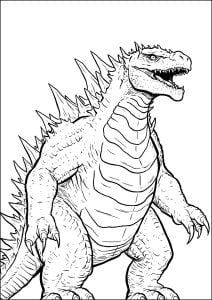 Bel disegno da colorare di godzilla.