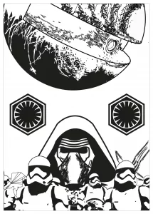 La nera stella, gli stormtroopers e il malvagio kylo ren.