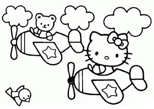 Ciao kitty e il suo amico orsetto in aereo.