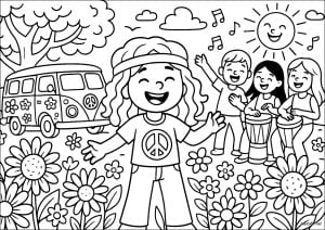 Disegni da colorare per bambini gratuiti di hippie