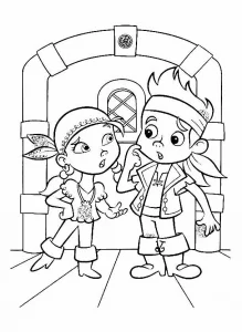 Scarica gratuitamente il disegno da colorare di Jake e i pirati dei Caraibi (Disney).